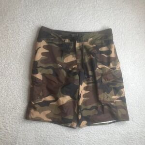 Y2K Quiksilver men's camo embroidered cargo pocket board shorts surf 34